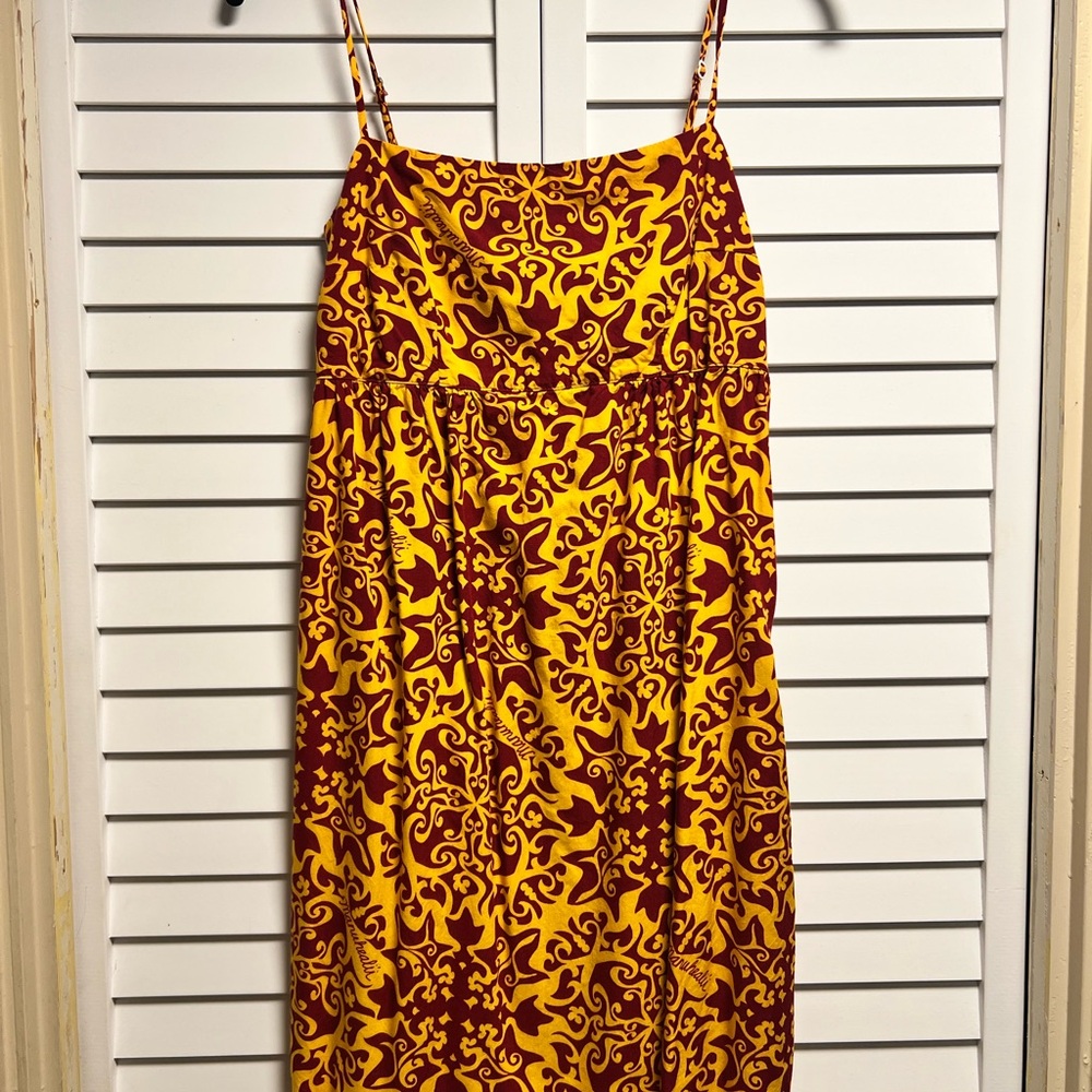 Manuhealii Gold and Brown Spaghetti Strap Sundress